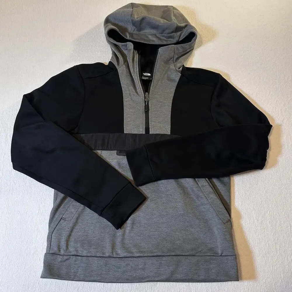 The North Face Mens Small Mountain Athletics 1/4 Zip Hoodie Grey/Black